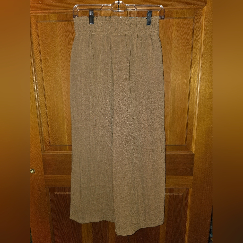 H&M Gauzy Wide-Leg Pull On Pants Brown Size Small